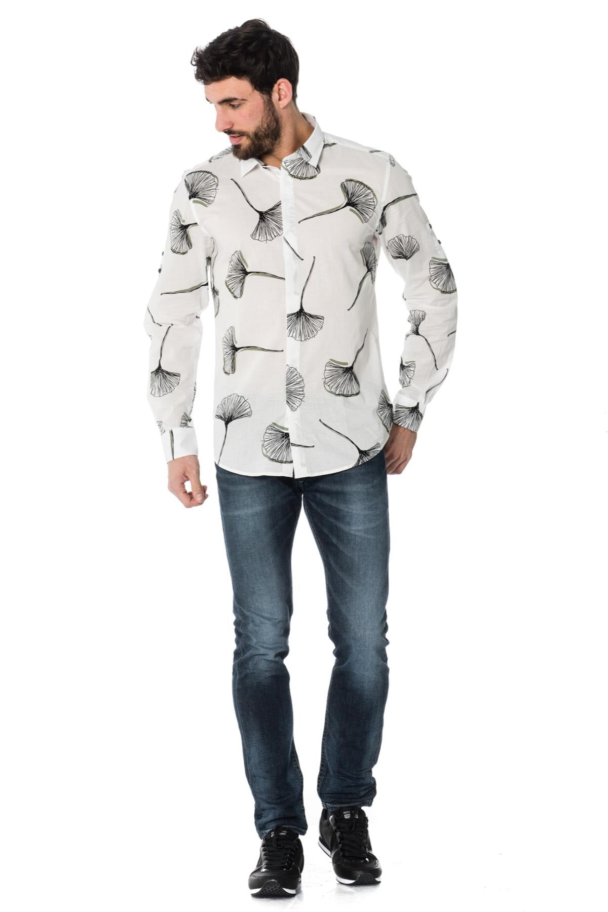 White black printed shirt Antony Morato - Image n°1