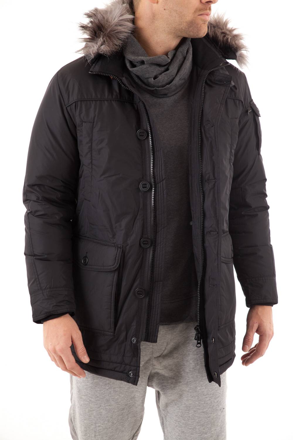 Warm and light nylon down jacket for Men Serge Pariente Black - Image n°1