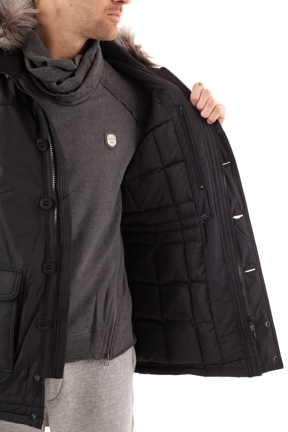 Warm and light nylon down jacket for Men Serge Pariente Black - Image n°2