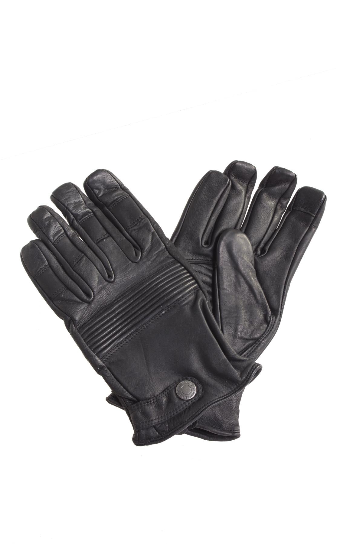 Redskins Black Cowhide Leather Gloves - Image n°1