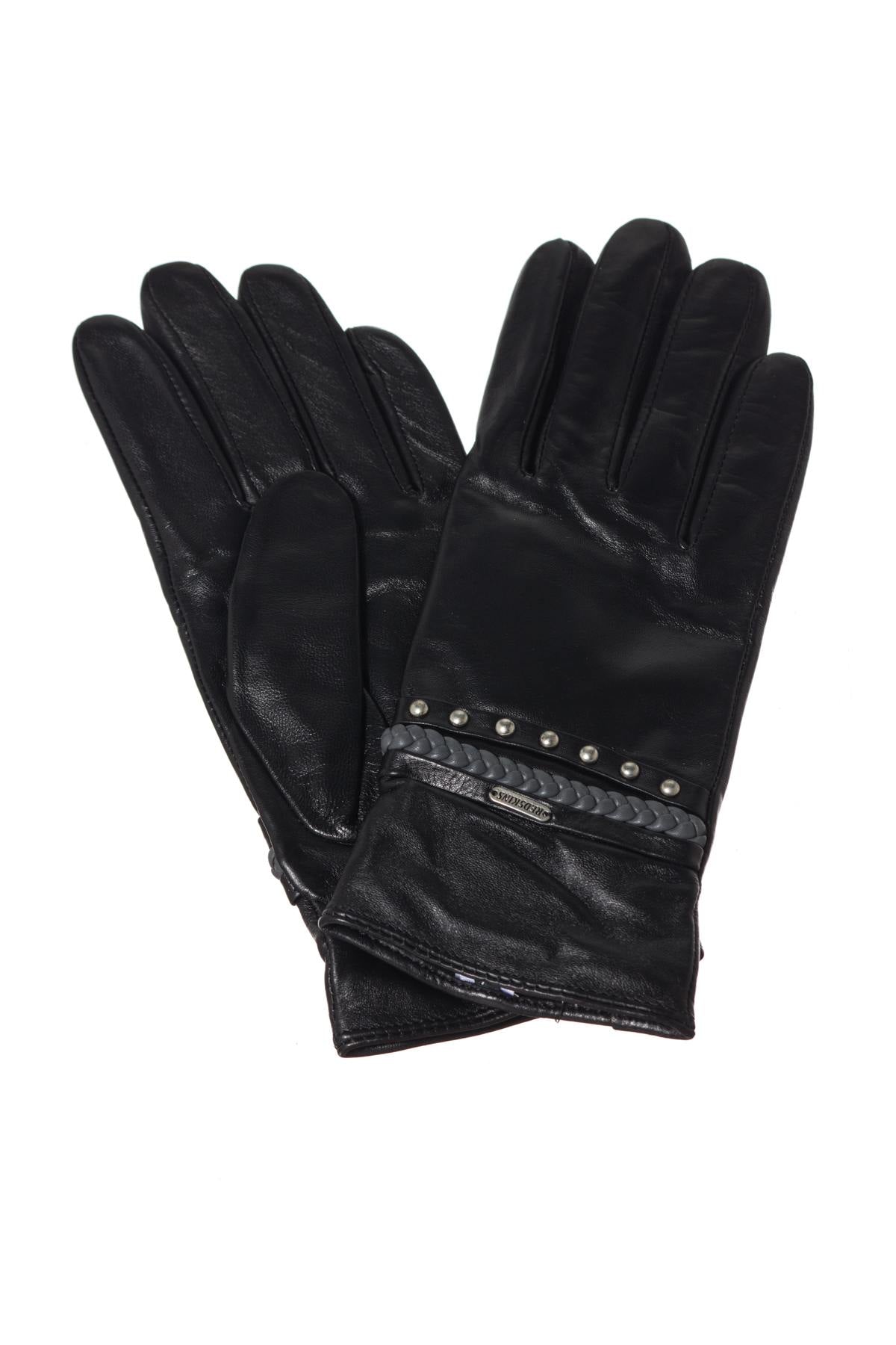 Leather gloves with studded detail - Image n°1