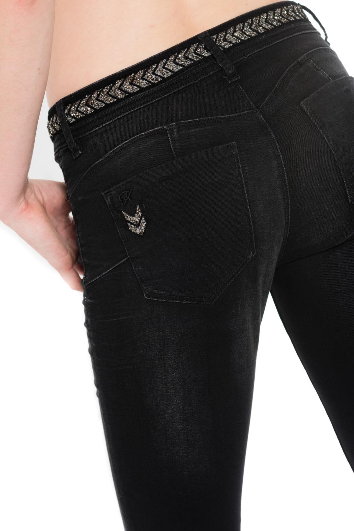 Kaporal women's black jeans with rhinestone belt - Image n°3