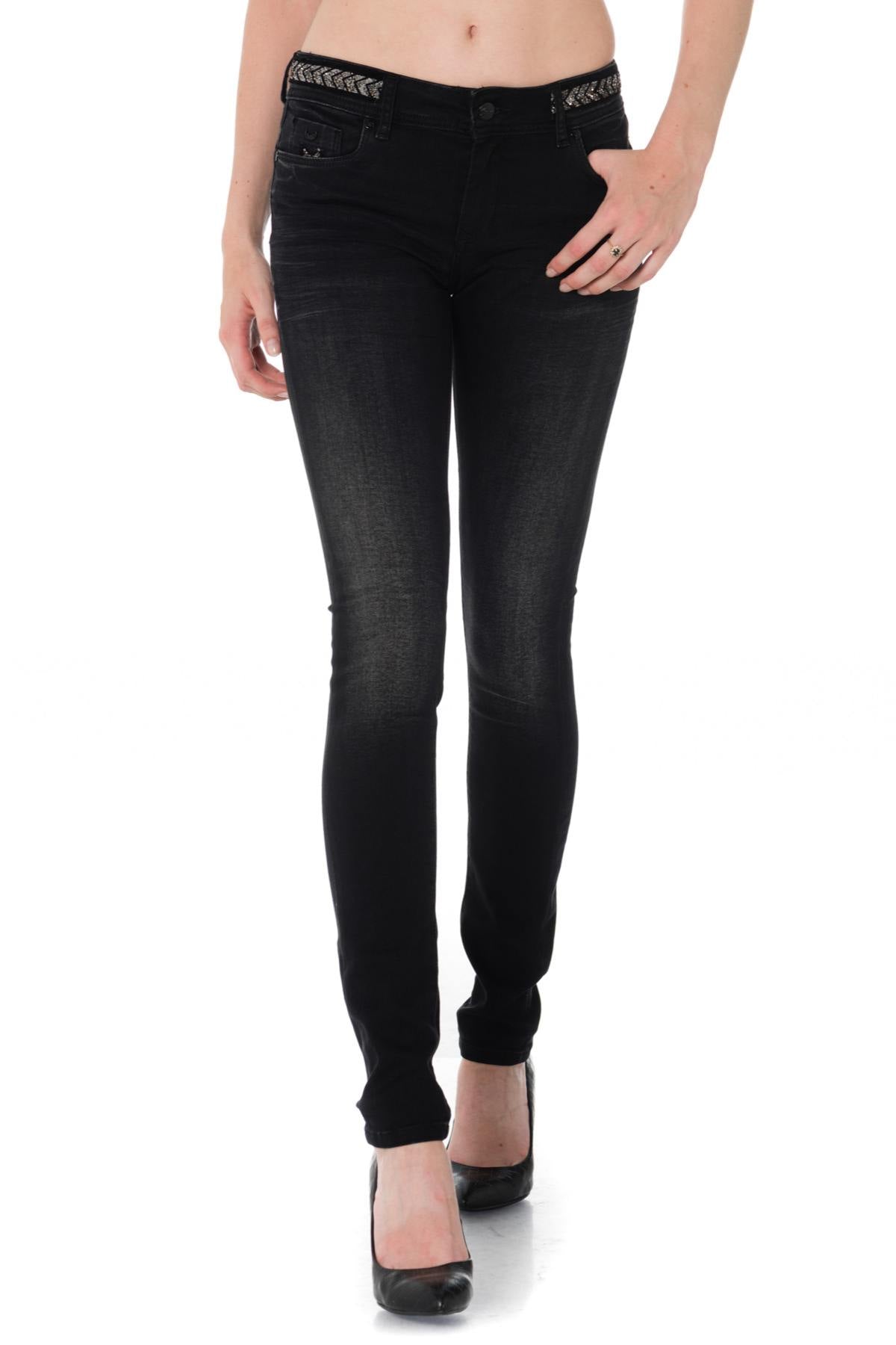 Kaporal women's black jeans with rhinestone belt - Image n°4