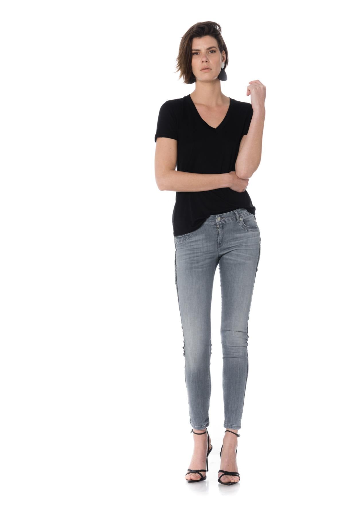 Women's slimfit washed gray jeans - Image n°5