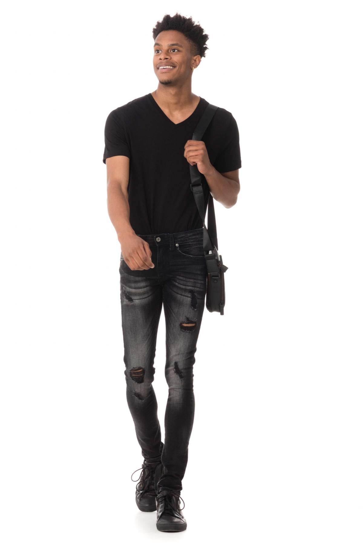  Men's distressed and faded skinny jeans - Image n°3