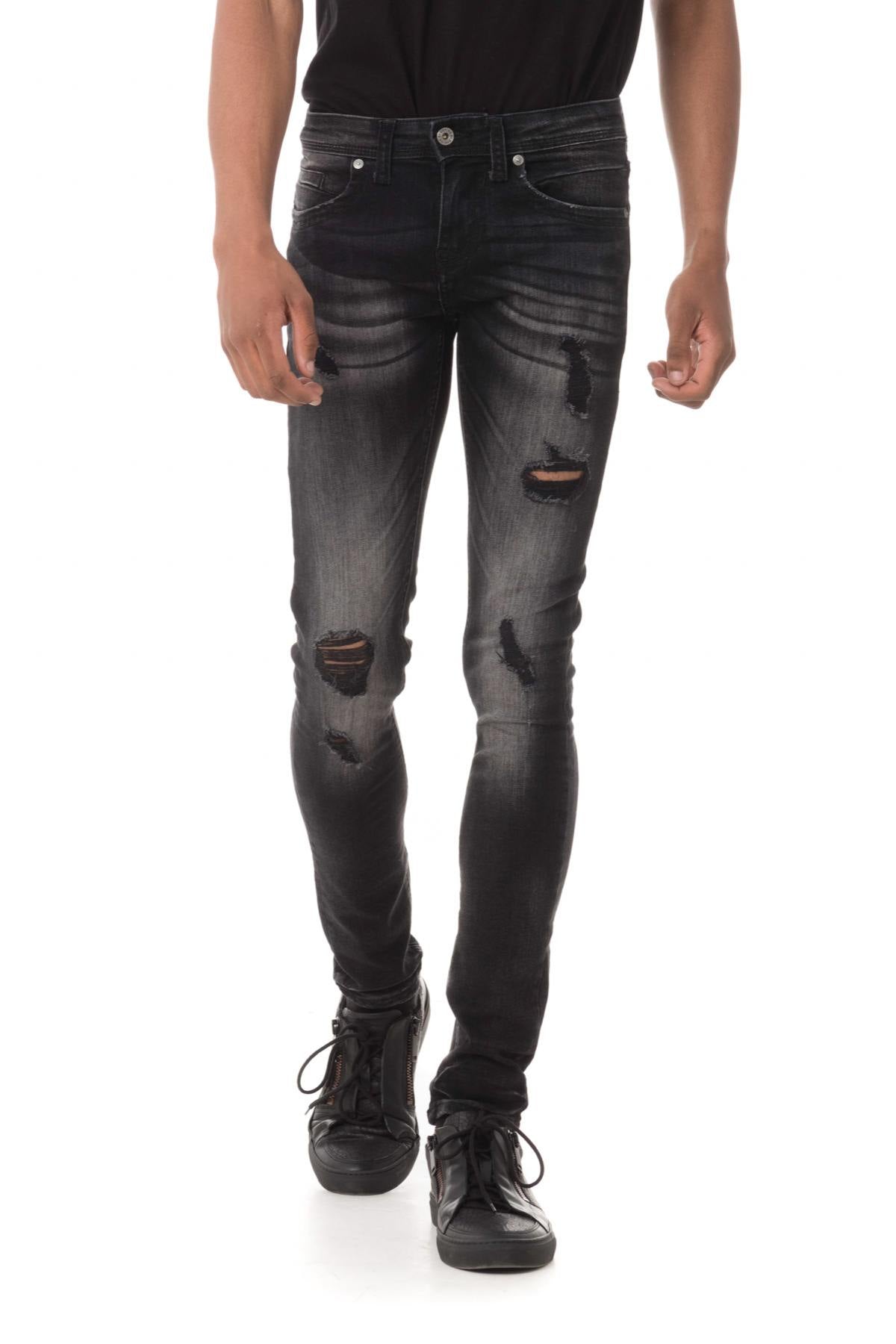  Men's distressed and faded skinny jeans - Image n°1