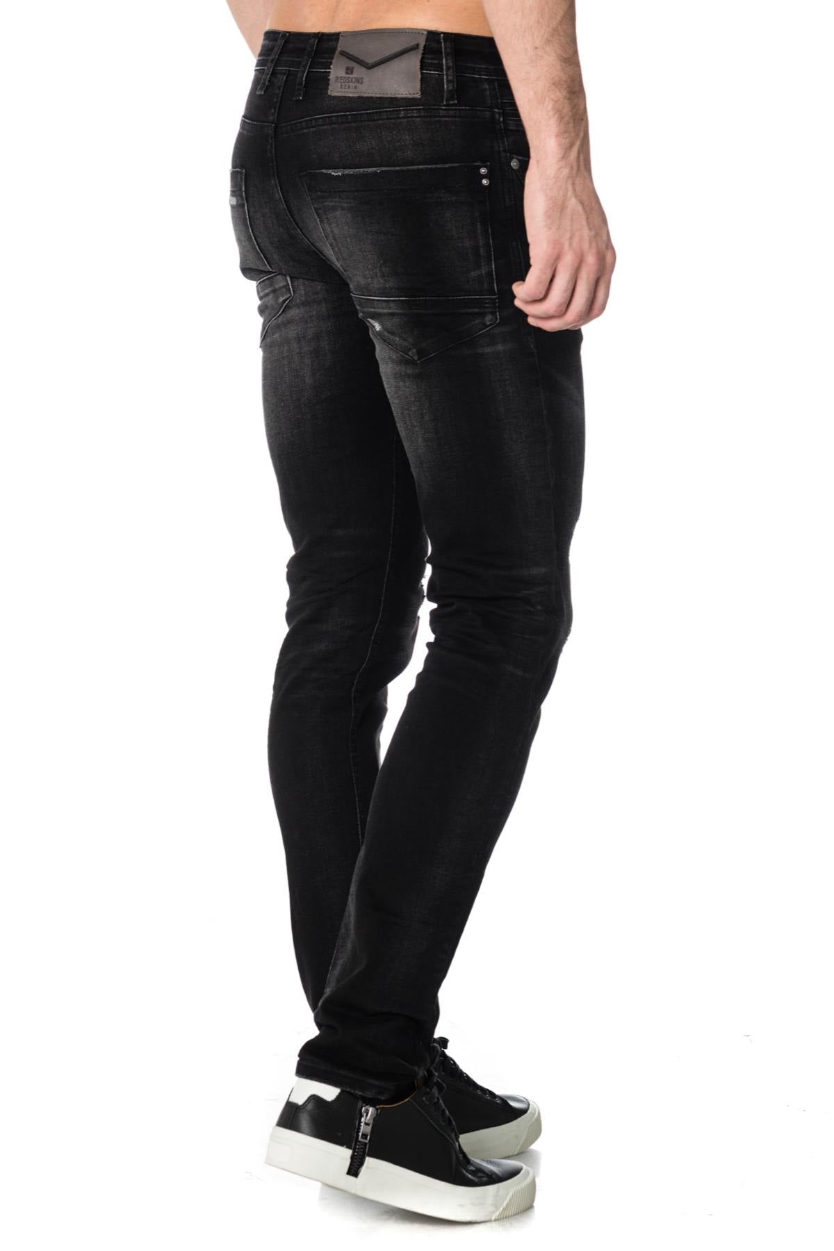 Black straight jeans with faded and torn effect - Image n°5