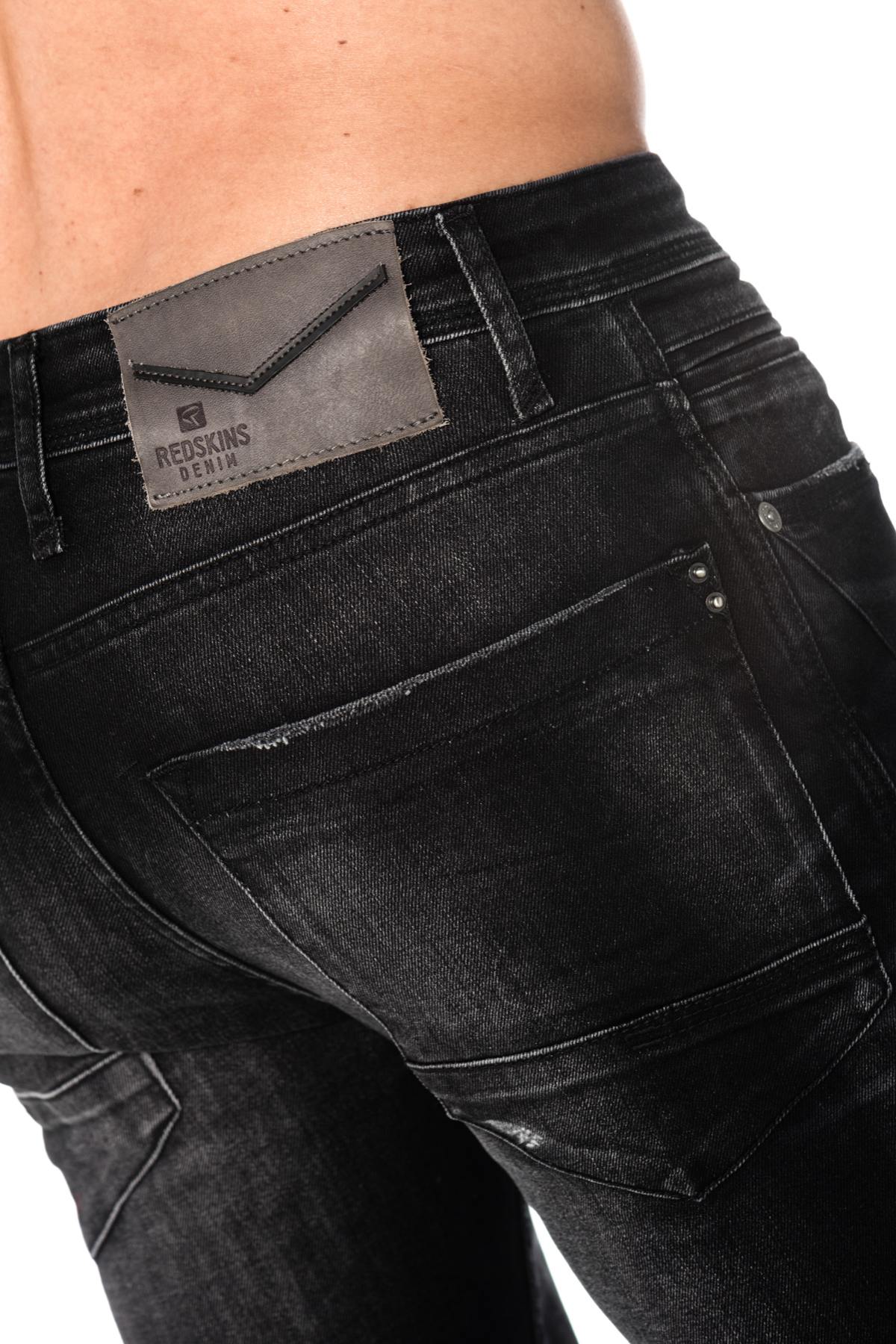 Black straight jeans with faded and torn effect - Image n°6