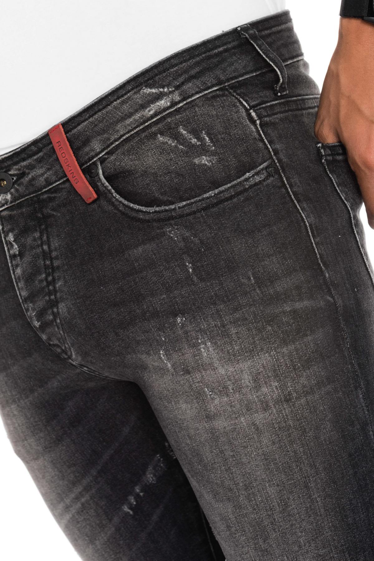 Distressed and washed slim-fit jeans - Image n°6