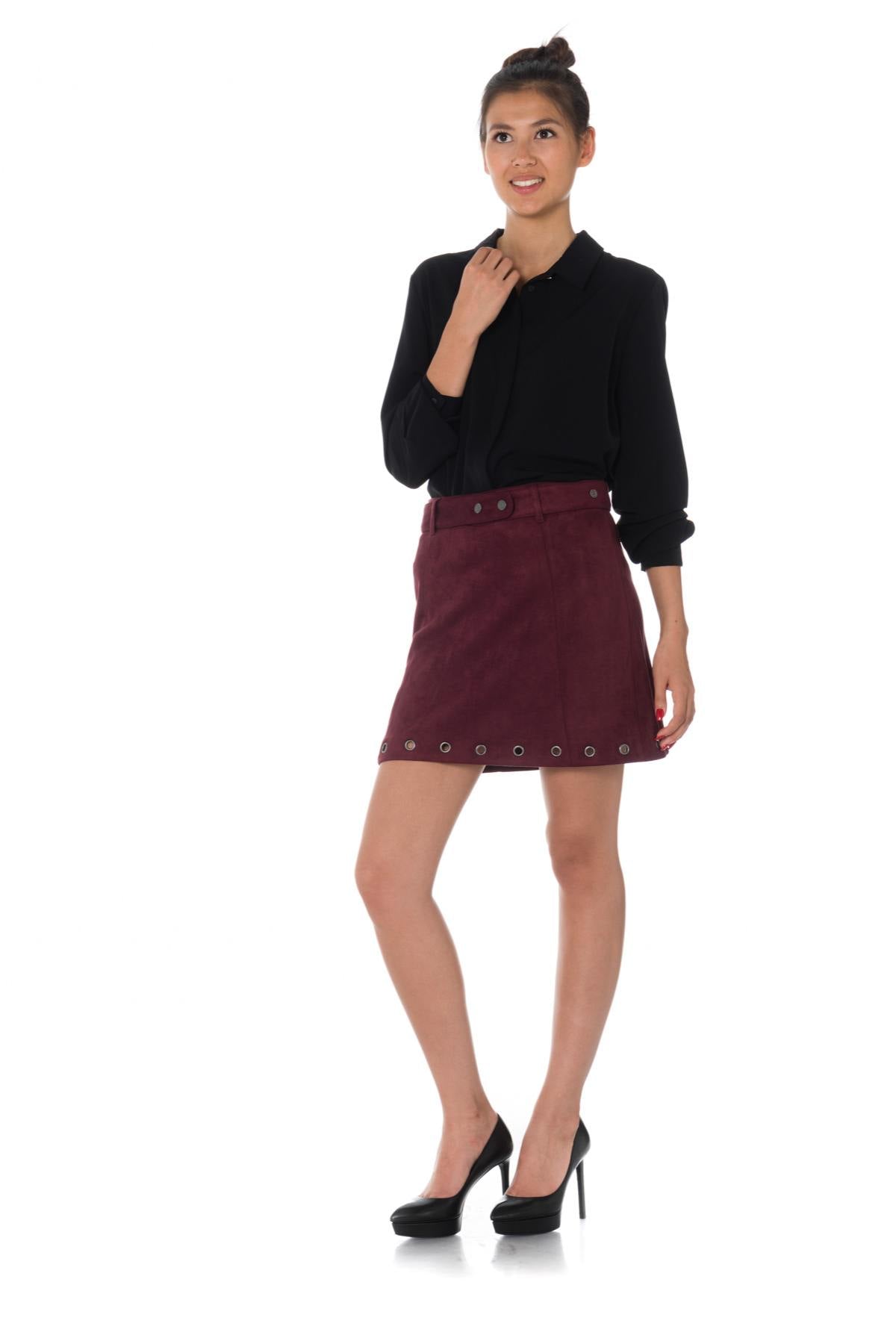 Velvet-look skirt with metal eyelet - Image n°3