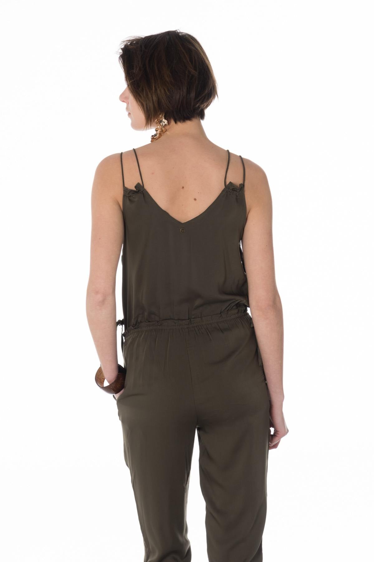 Military green dressy jumpsuit - Image n°4