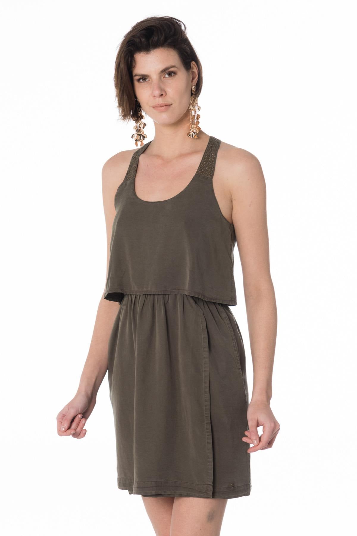 Khaki green summer dress - Image n°1