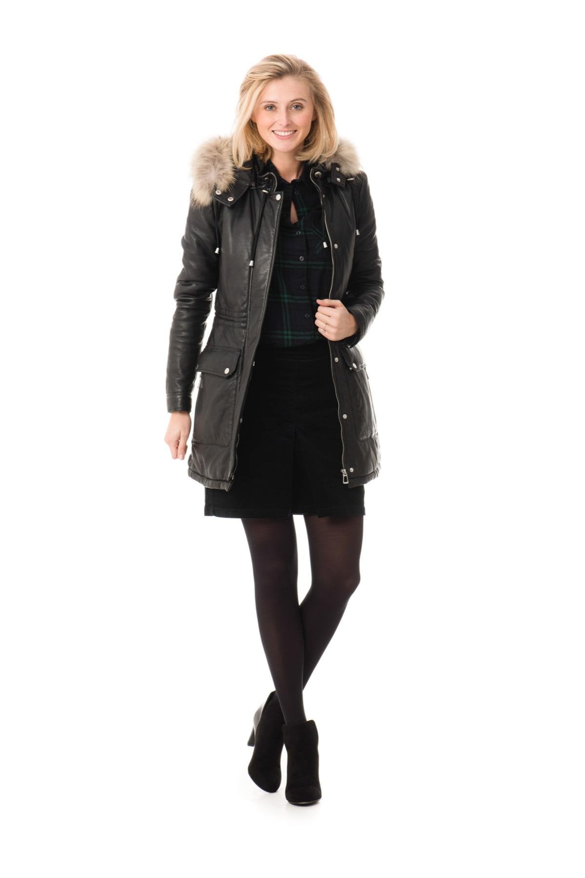 Rose Garden coat in black lambskin - Image n°2