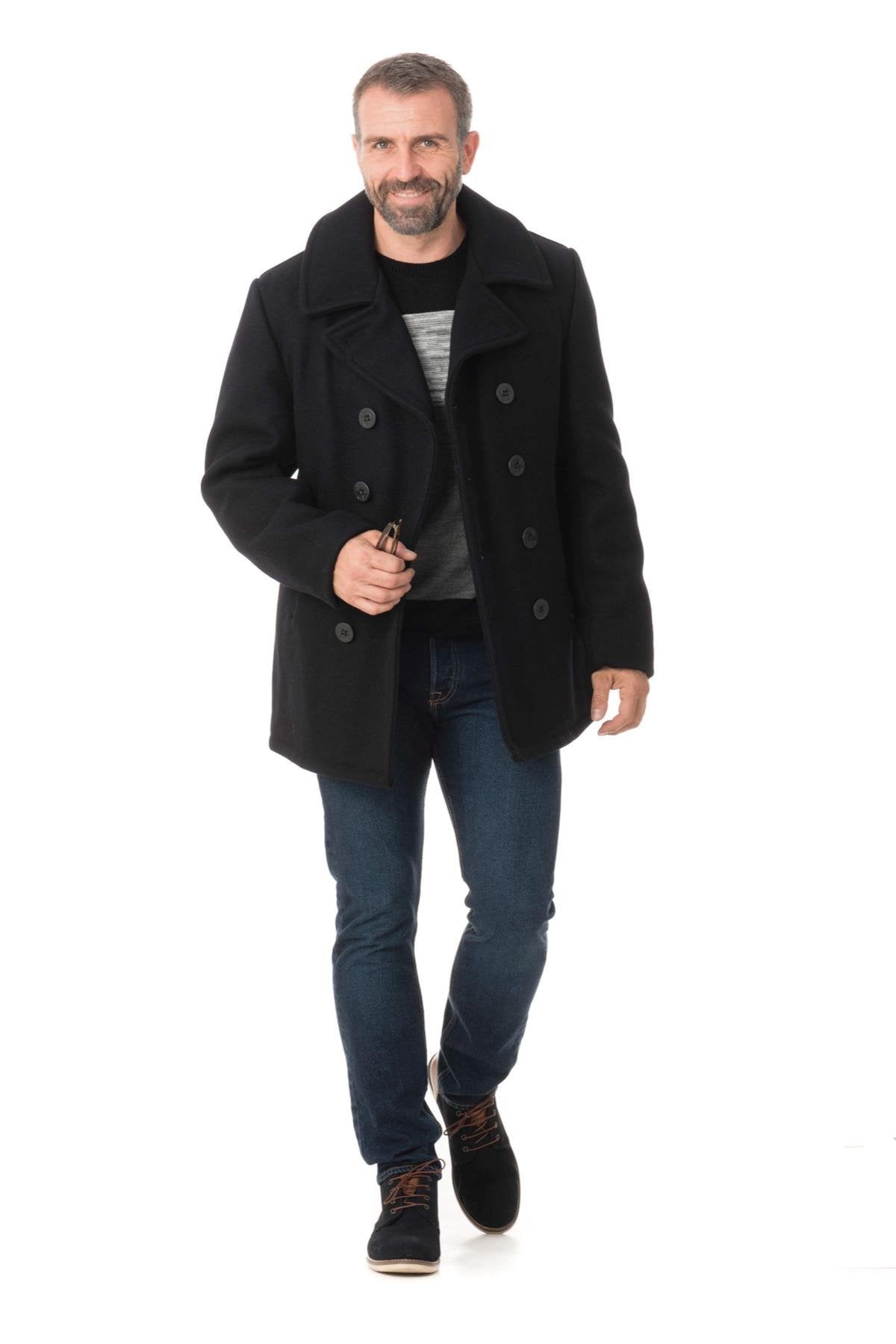 Genuine SCHOTT navy men's pea coat - Image n°3