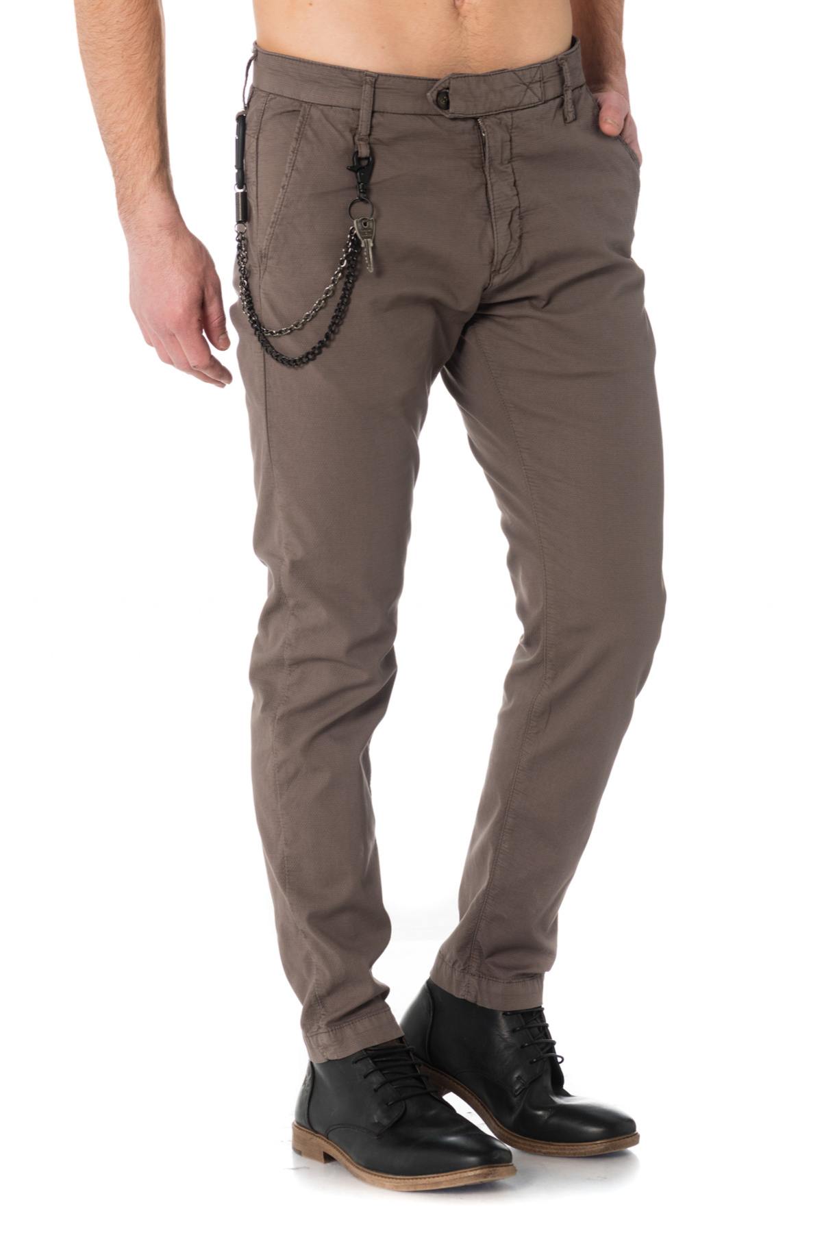 Khaki cotton pants with carabiner - Image n°1