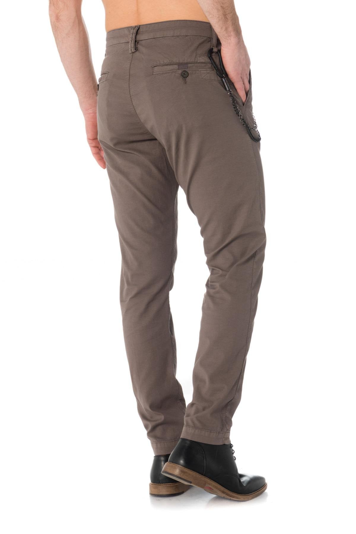 Khaki cotton pants with carabiner - Image n°2