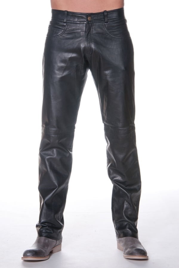 LAST REBELS black leather pants for men - Image n°1