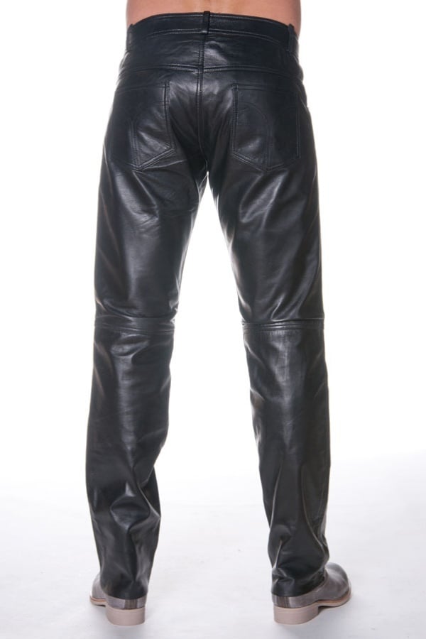 LAST REBELS black leather pants for men - Image n°2