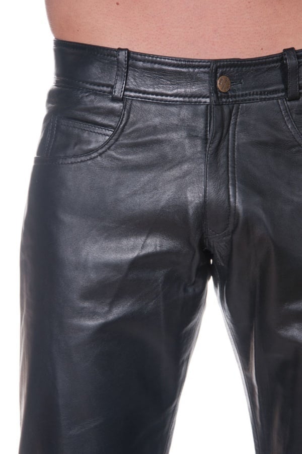 LAST REBELS black leather pants for men - Image n°5