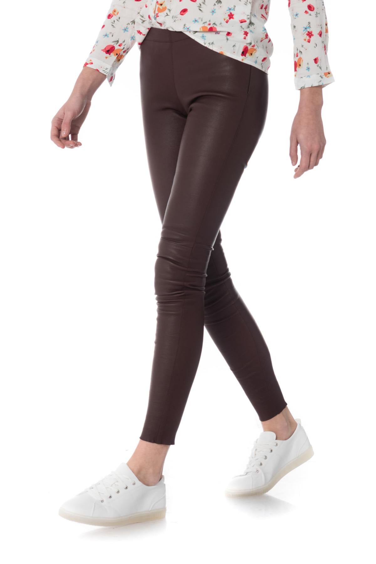 Women's burgundy leather pants - Image n°5