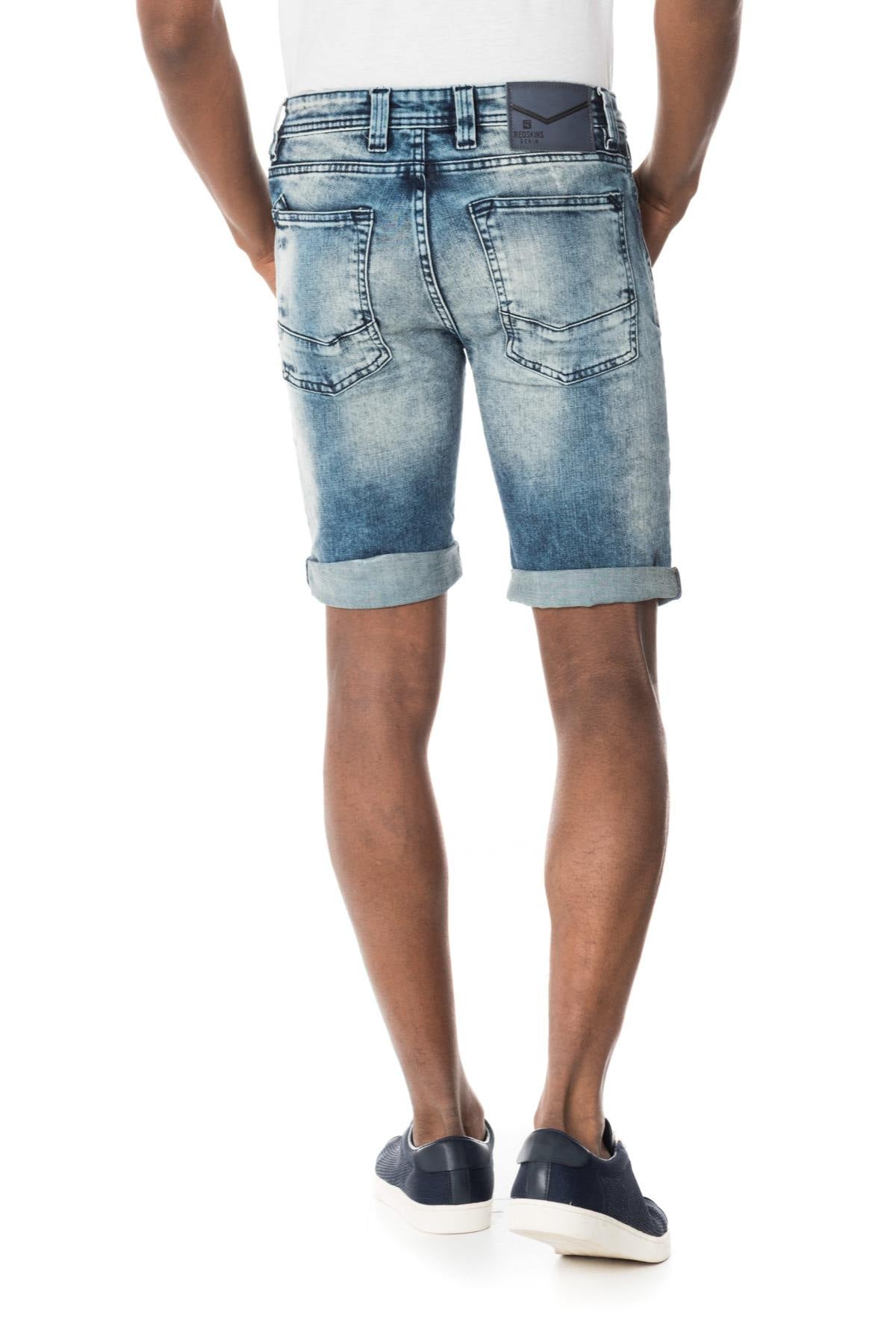 Distressed Redskins denim Bermuda shorts - Image n°6