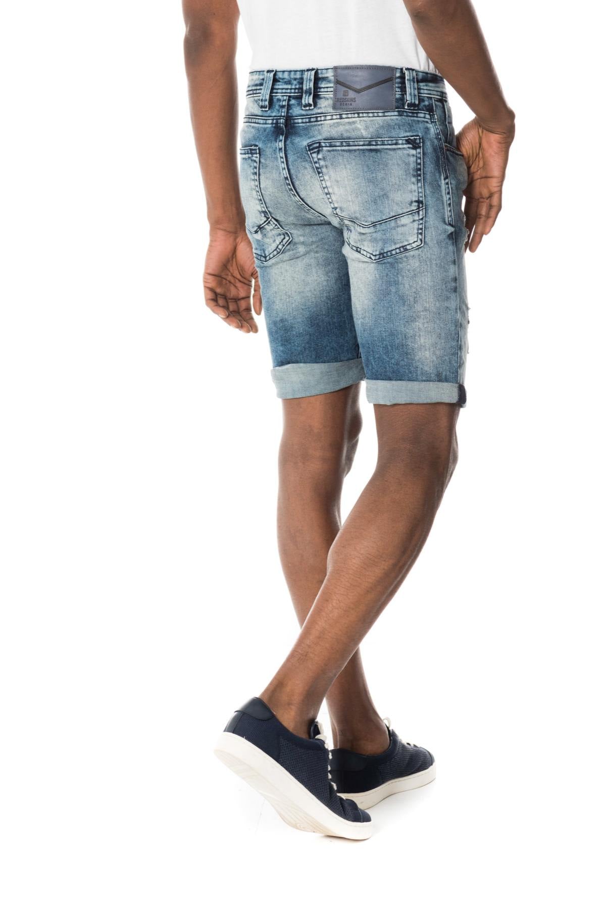 Distressed Redskins denim Bermuda shorts - Image n°2