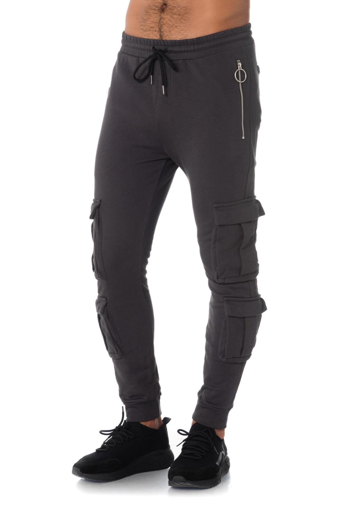 Gray cotton battle-style jogging pants - Image n°5