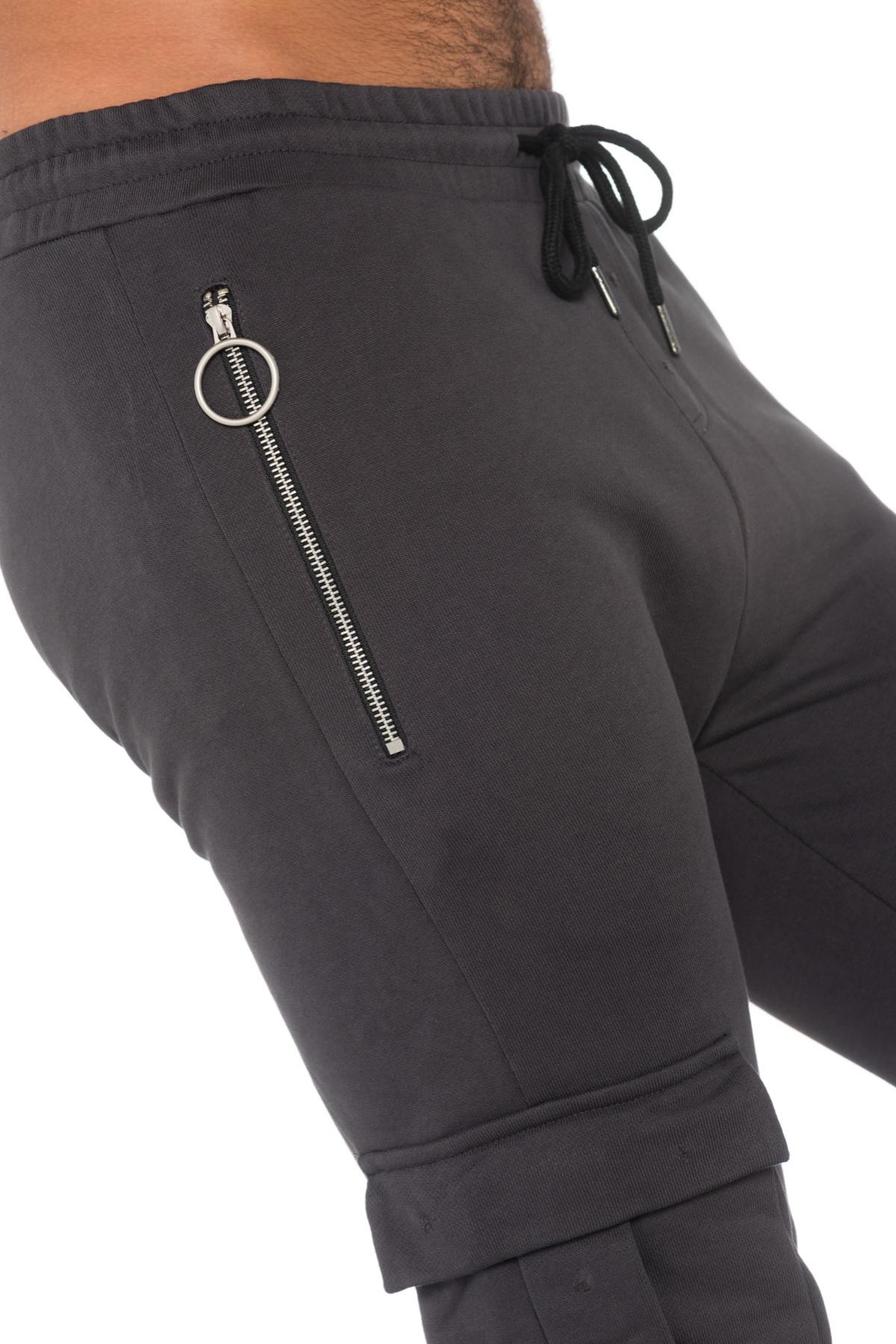 Gray cotton battle-style jogging pants - Image n°3