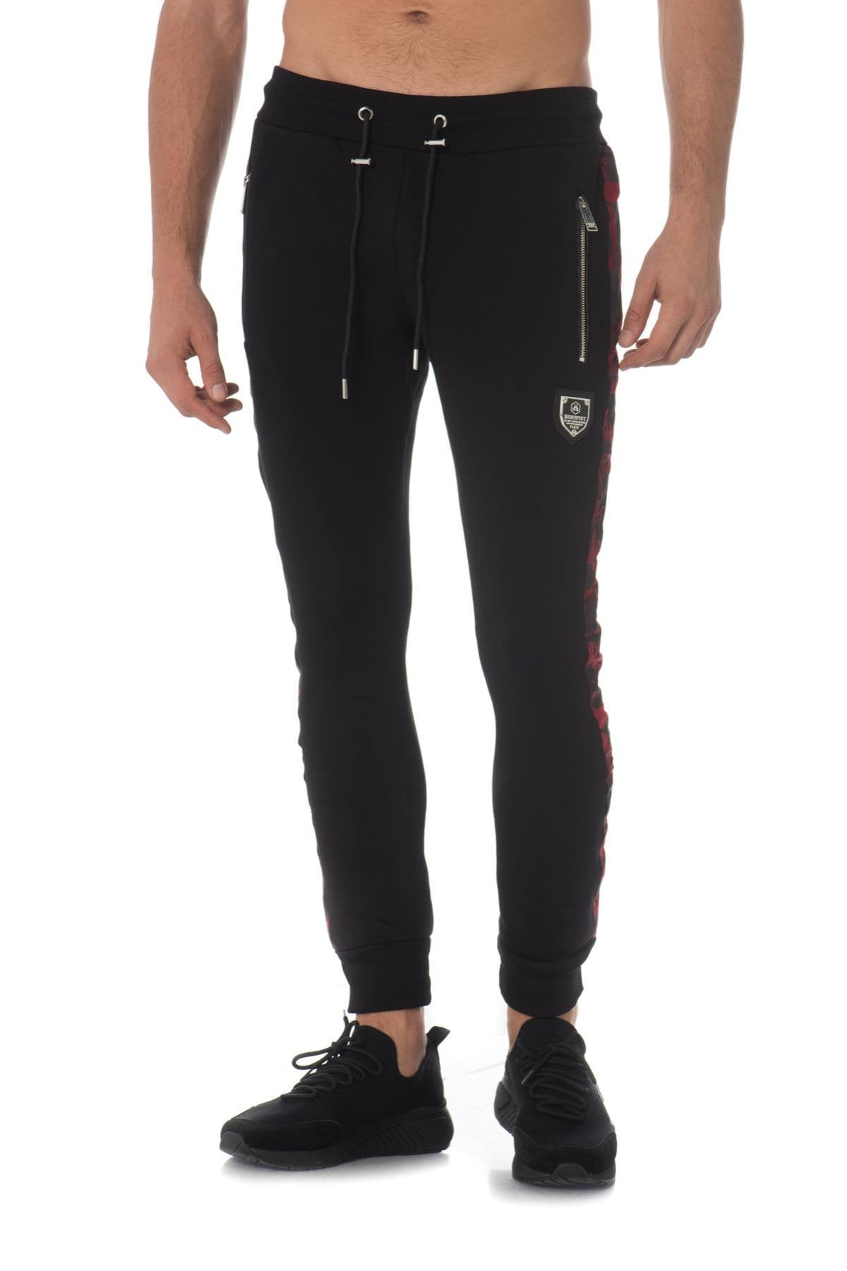 Black jogging pants with red contrasting stripe - Image n°7