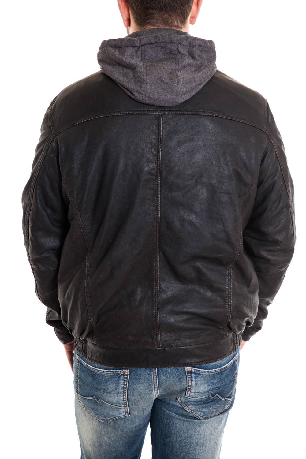 Men's Leather Jacket Large Size Distressed Brown - Image n°4