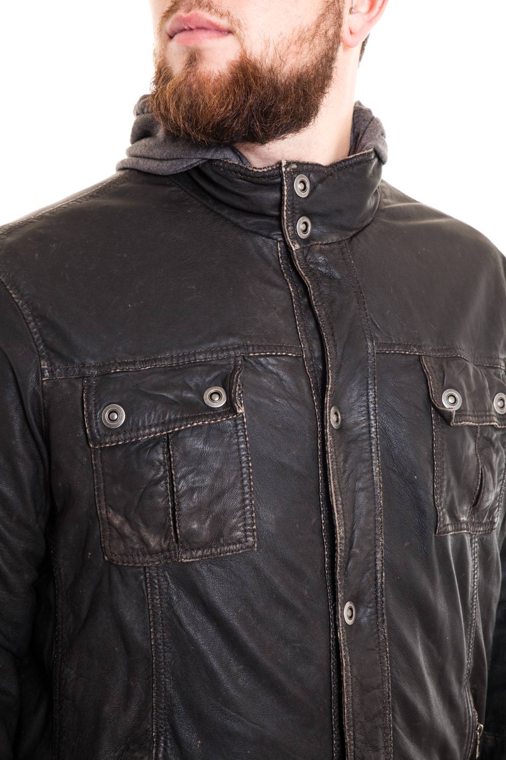 Men's Leather Jacket Large Size Distressed Brown - Image n°3