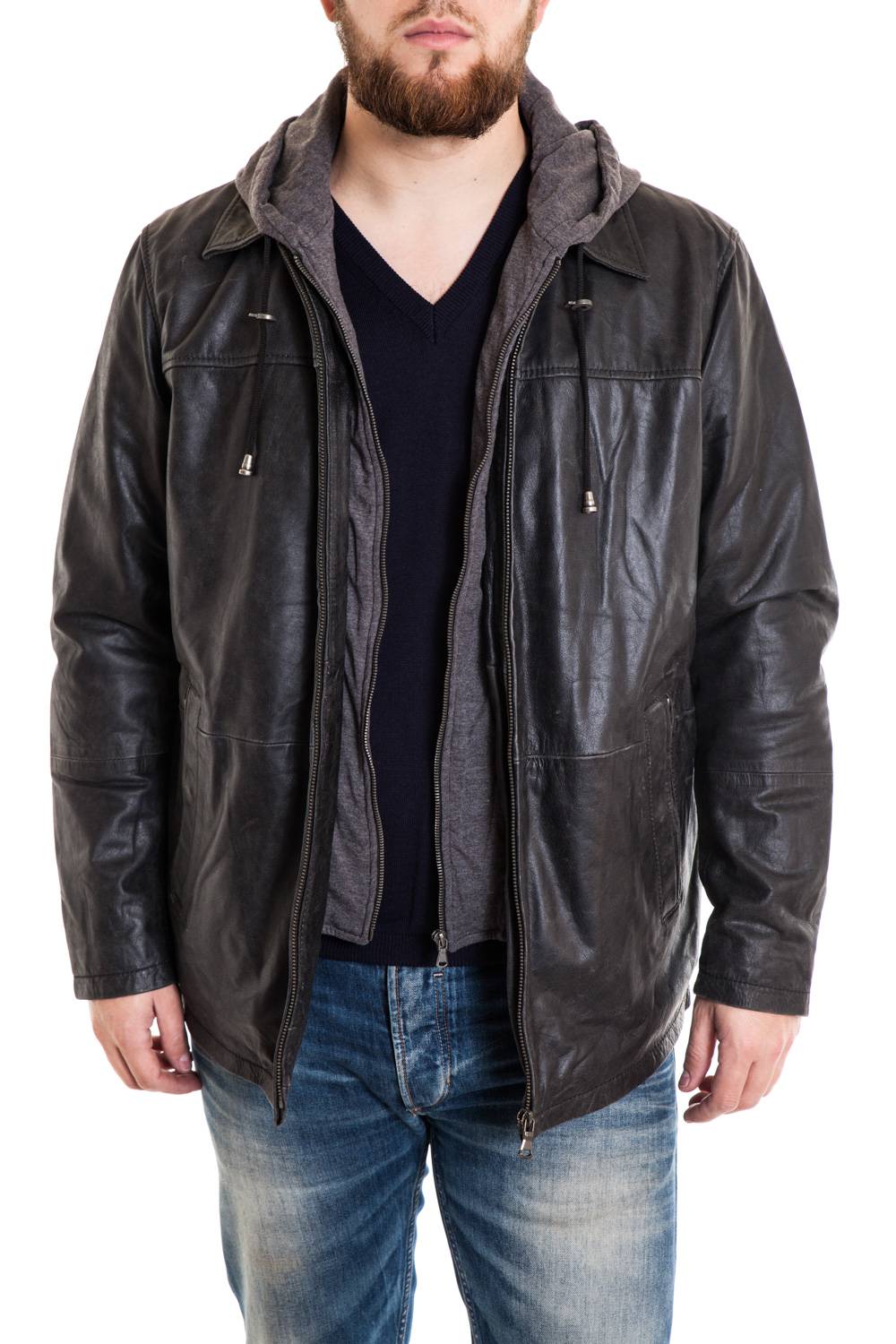 Large Size Men's Hooded Buffalo Jacket - Image n°1