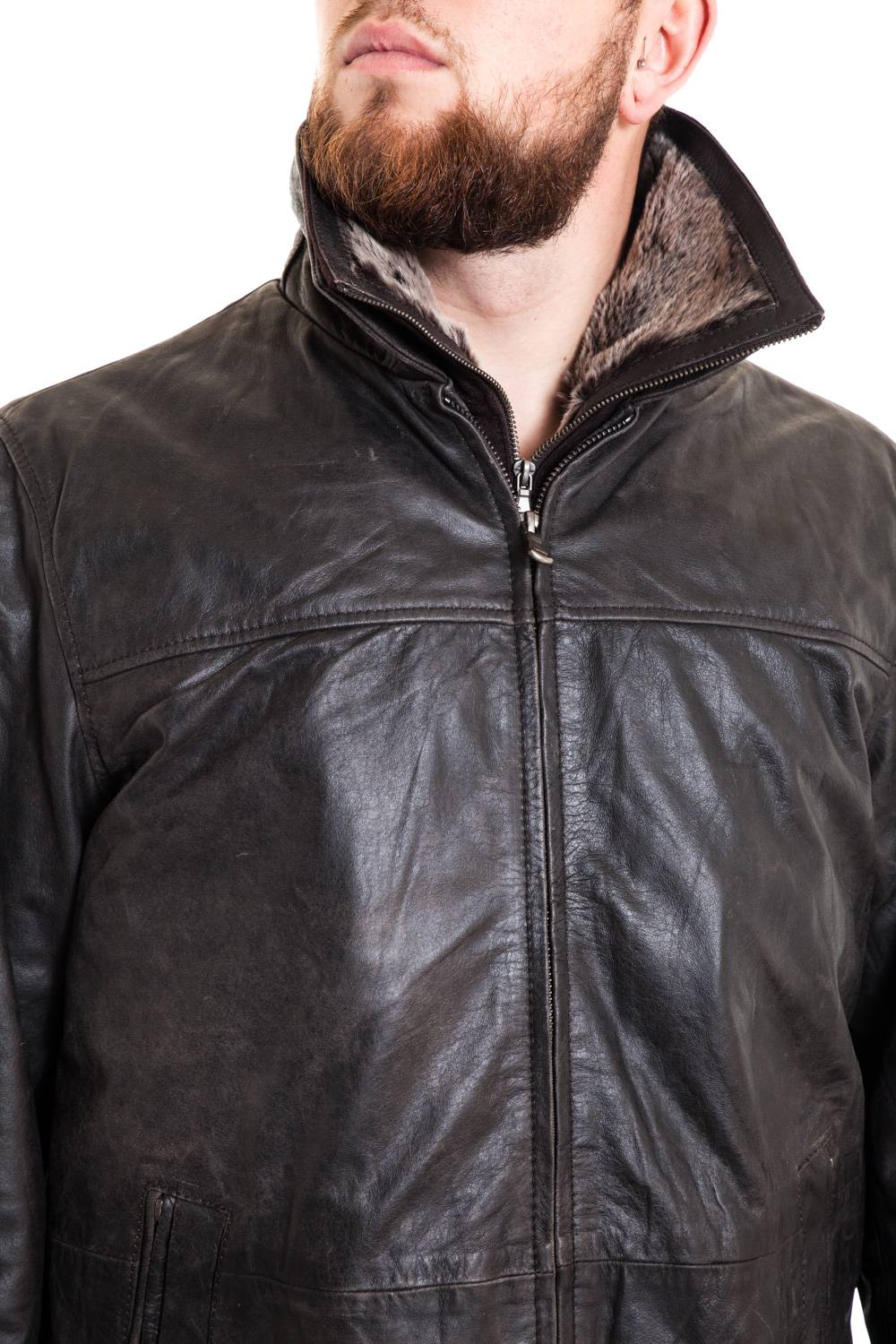 Lucina Men's Leather Jacket Large Size Brown - Image n°3