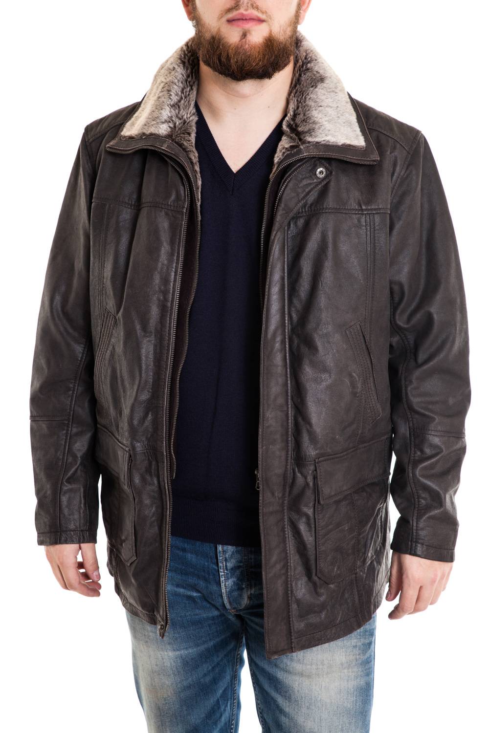 Long distressed leather jacket for men plus size Lucina aged black - Image n°2