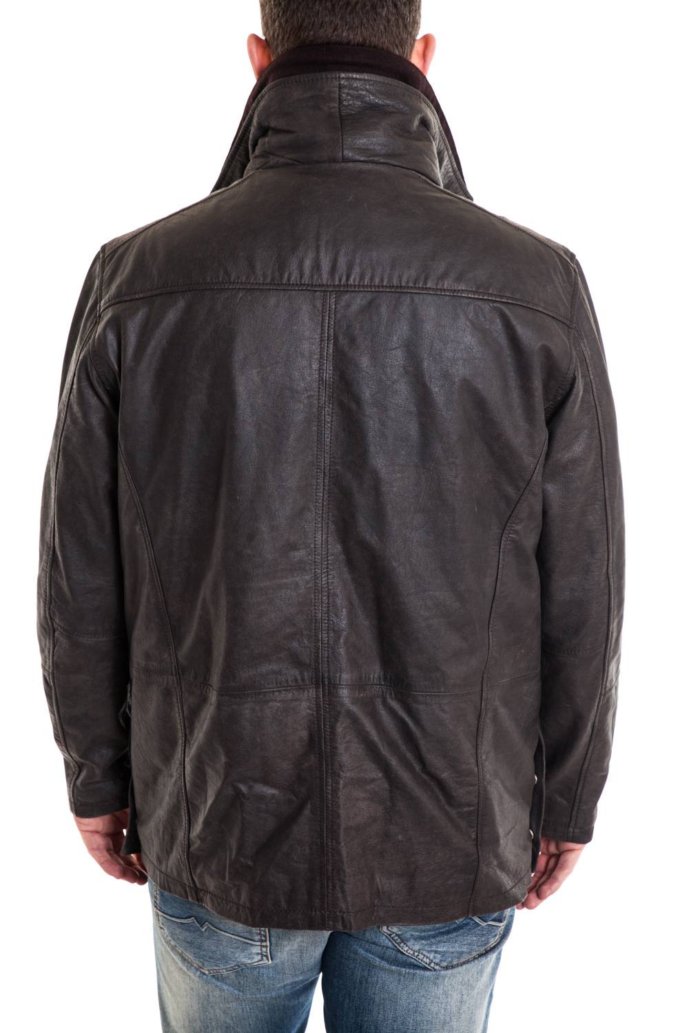 Long distressed leather jacket for men plus size Lucina aged black - Image n°4