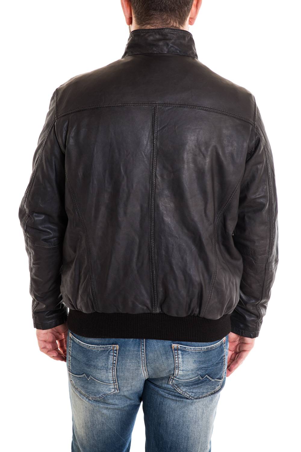 Large size black lambskin leather jacket - Image n°4