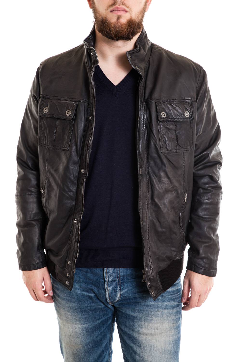 Large size black lambskin leather jacket - Image n°2