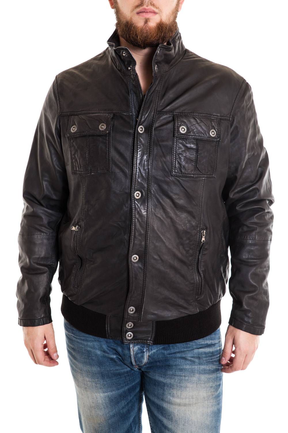 Large size black lambskin leather jacket - Image n°1