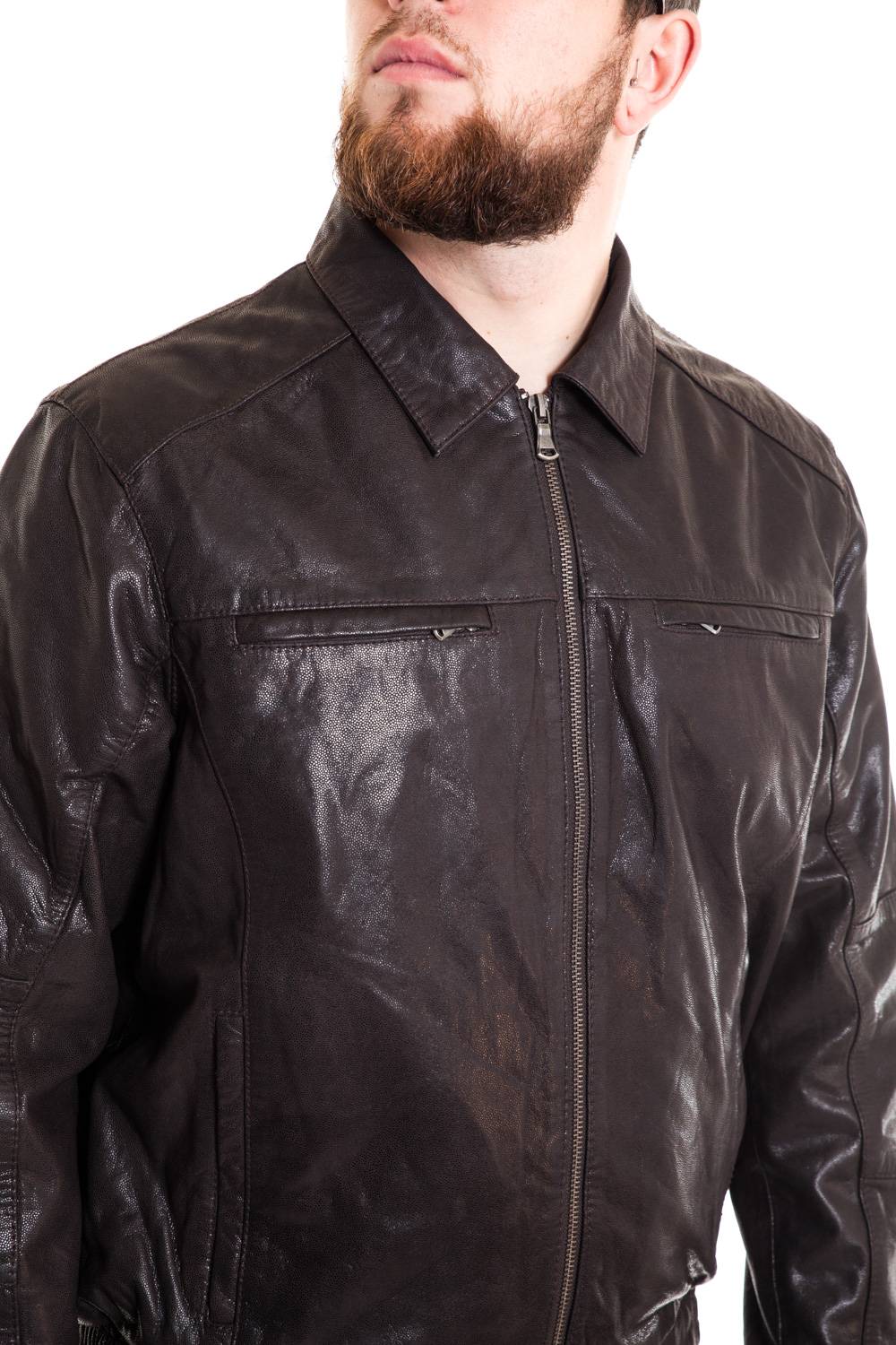 Men's brown Lucina leather sportswear jacket - Image n°2