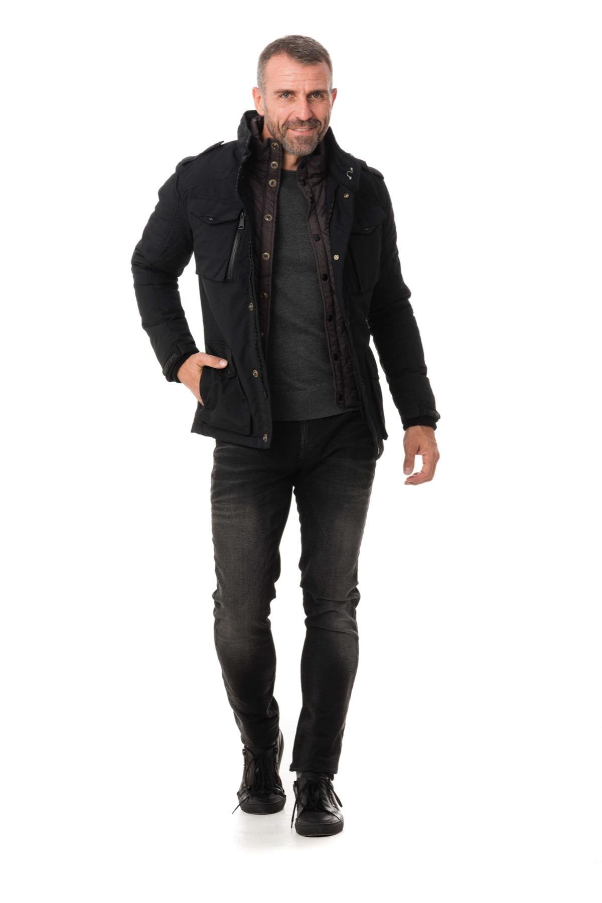 Schott black textile coat ideal for winter - Image n°2