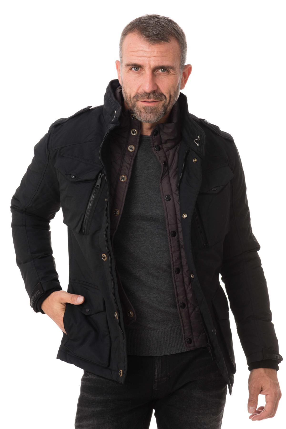 Schott black textile coat ideal for winter - Image n°1