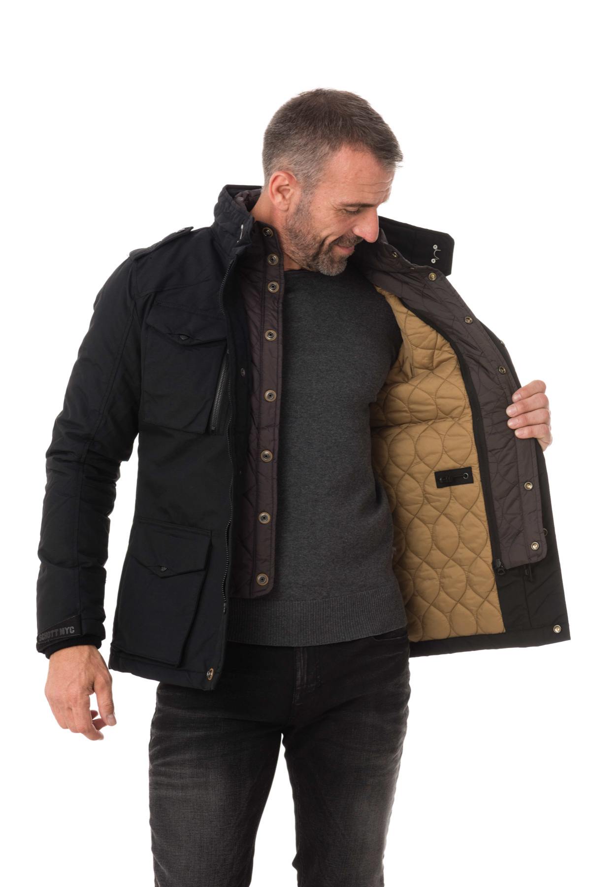 Schott black textile coat ideal for winter - Image n°5