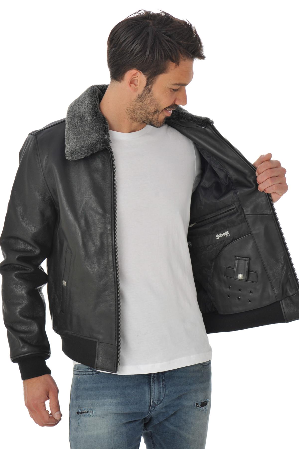  Schott Men's black leather jacket - Image n°5