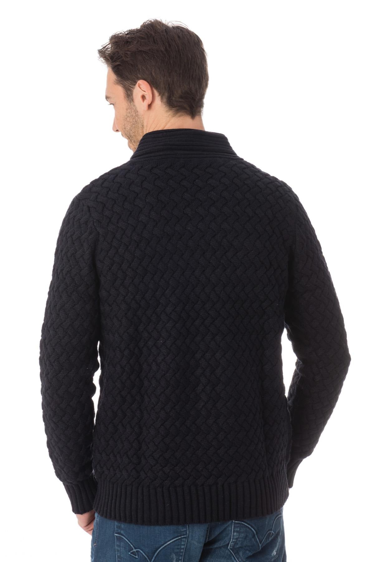 Navy blue crossover effect sweater - Image n°3