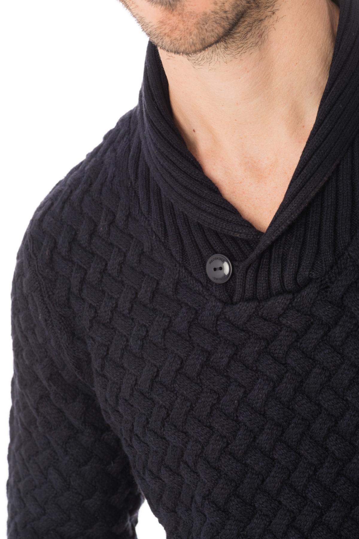 Navy blue crossover effect sweater - Image n°4