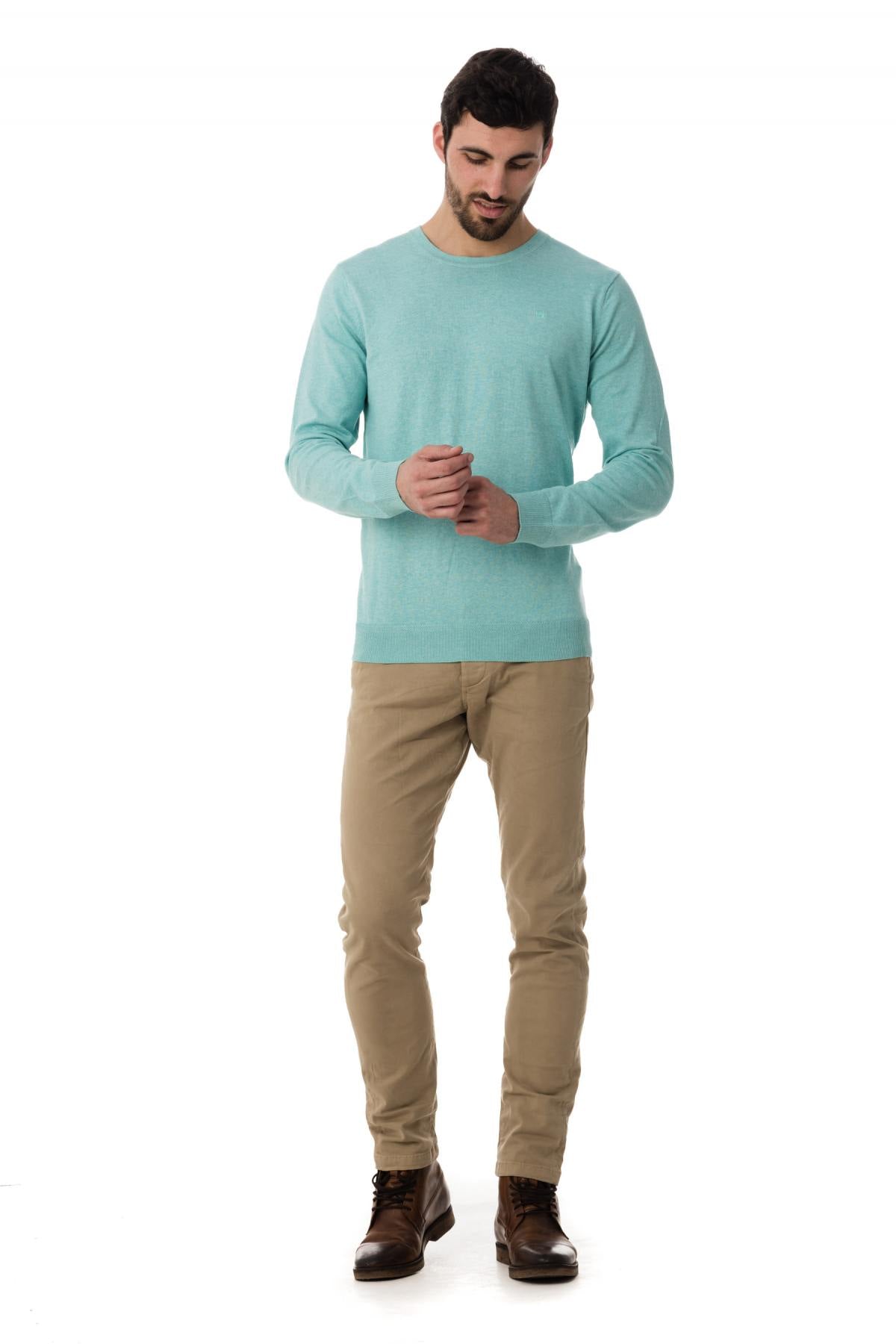 Men's turquoise heather effect sweater - Image n°2