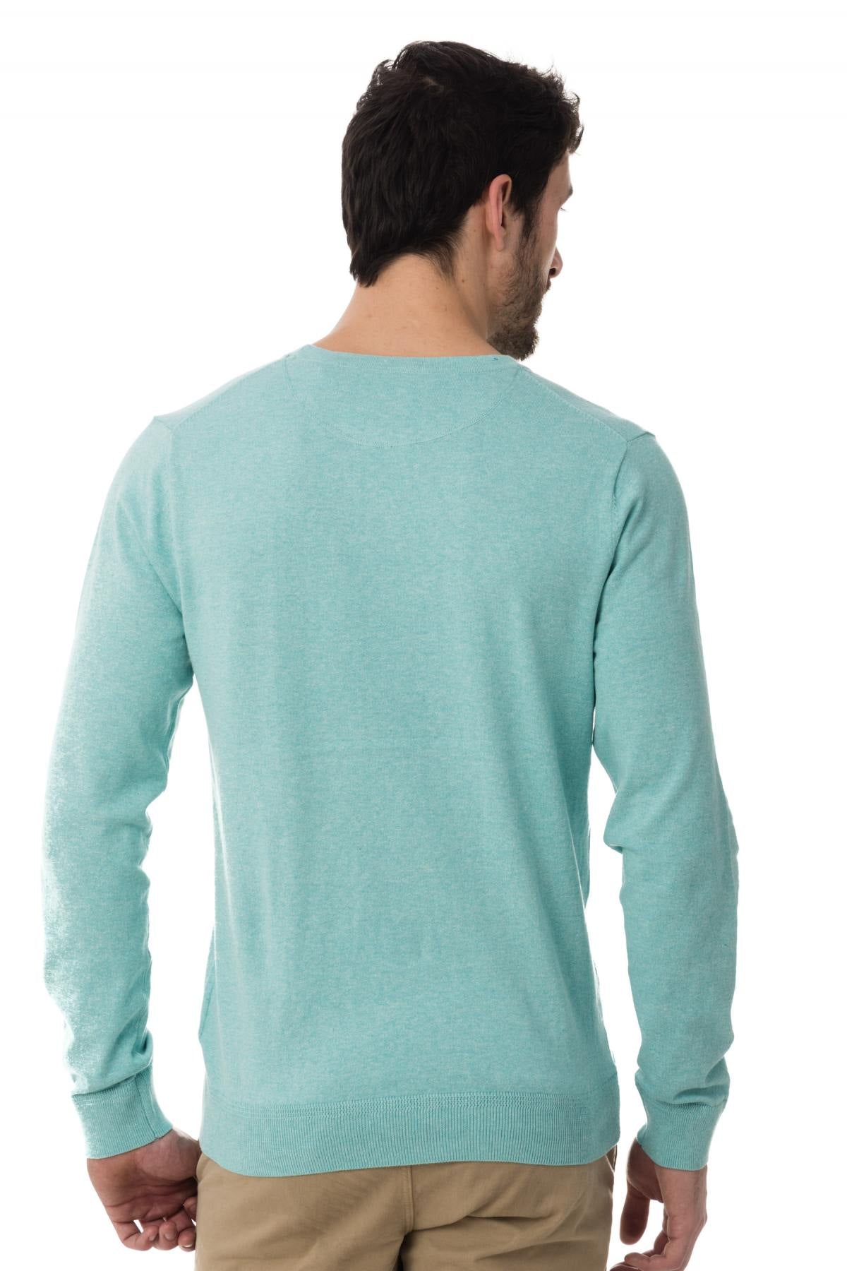 Men's turquoise heather effect sweater - Image n°3