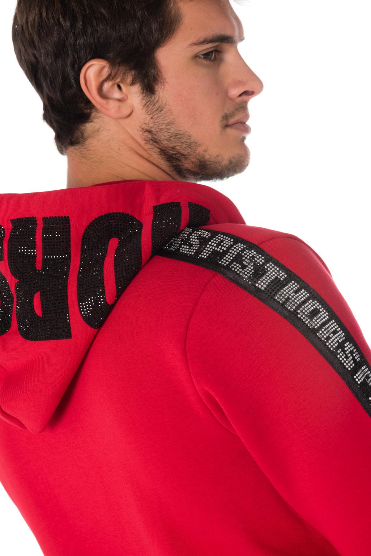 Red zipped sweatshirt with rhinestones Horspist - Image n°4