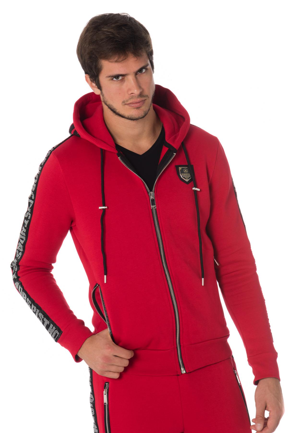 Red zipped sweatshirt with rhinestones Horspist - Image n°5