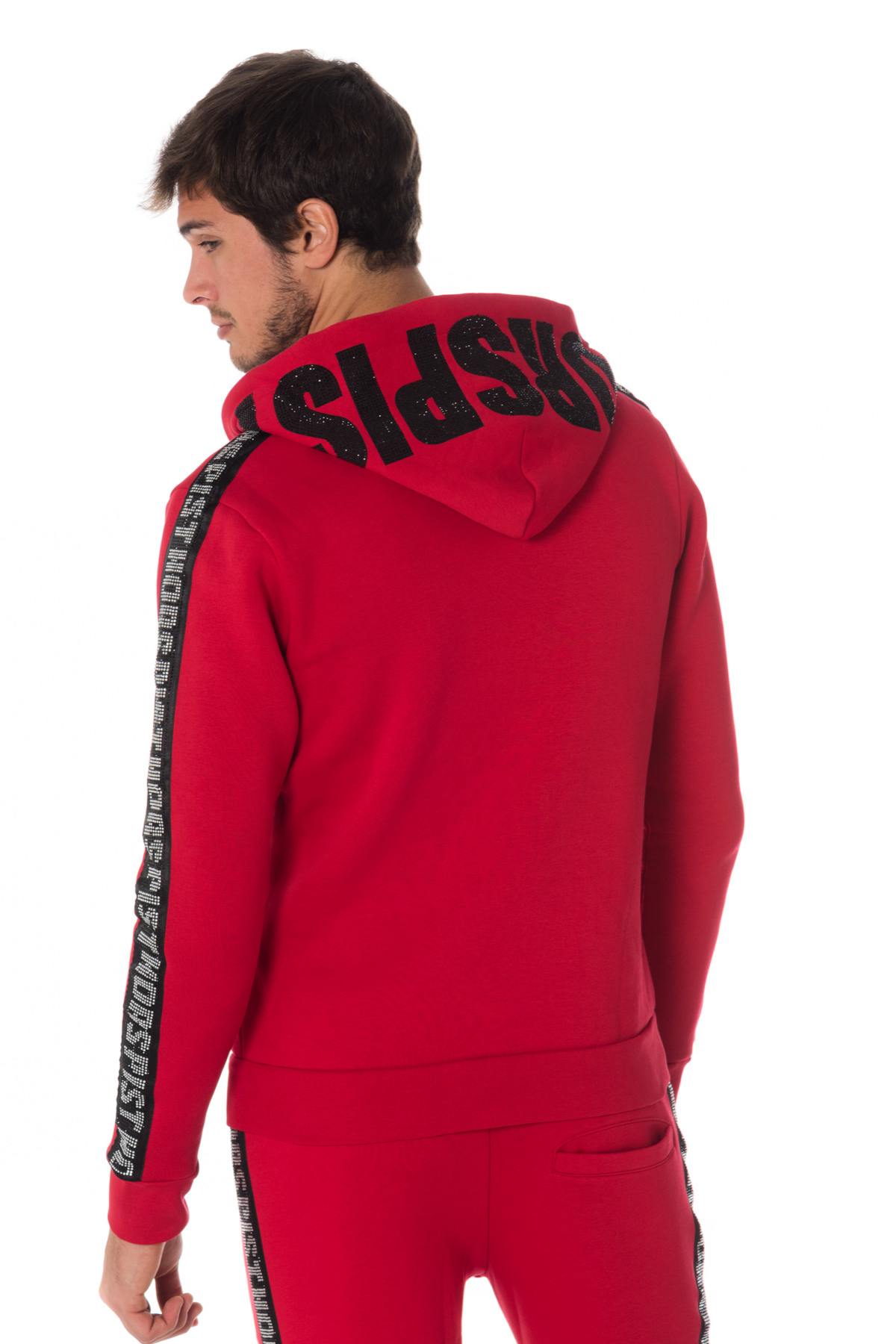 Red zipped sweatshirt with rhinestones Horspist - Image n°6